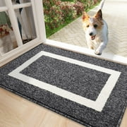 Buganda Indoor Door Mat, 20x 32, Non Slip Low-Profile Entrance Rug Front Inside Doormats Dirt Trapper Entry Door Rugs for Entryway, Black