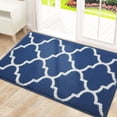 thumbnail image 1 of Buganda Indoor Door Mat, 24"x 36", Non Slip Low-Profile Entrance Rug Front Inside Doormats Dirt Trapper Entry Door Rugs for Entryway, Navy Trellis, 1 of 9