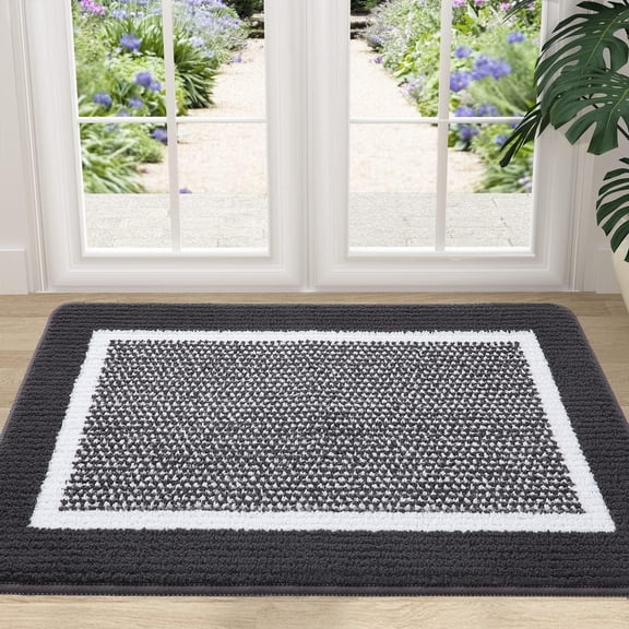 Buganda Indoor Door Mats, Absorbent Trapper Dirt Inside Doormats, Non Slip Low Profile Entry Door Mats, 24x36, Dark Grey