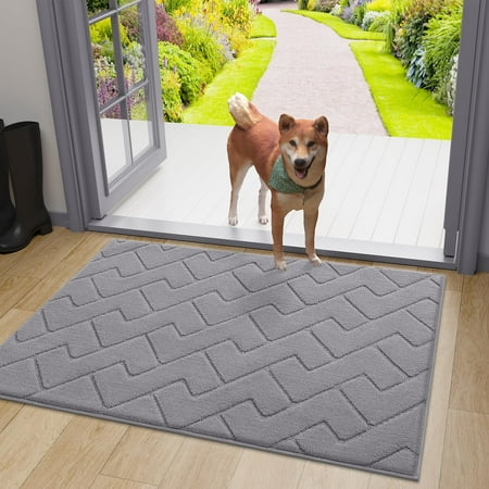 Buganda Indoor Doormat for Entrance, Washable Dirt Trapper Front Door Rug, Absorbent Non-Slip Low-Profile Door Mat(32"x20", Grey) price history and forecast - Buganda