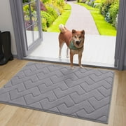 Buganda Indoor Doormat for Entrance, Washable Dirt Trapper Front Door Rug, Absorbent Non-Slip Low-Profile Door Mat32"x20", Grey