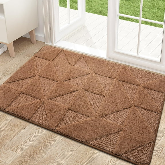 Buganda Indoor Doormats, Absorbent Trapper Dirt Door Mats, Non Slip Low Profile Inside Doormats for Entryway, 20x32, Brown