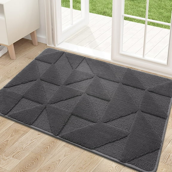 Buganda Indoor Doormats, Absorbent Trapper Dirt Door Mats, Non Slip Low Profile Inside Doormats for Entryway, 20x32, Dark Grey