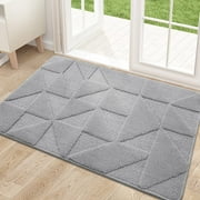 Buganda Indoor Doormats, Absorbent Trapper Dirt Door Mats, Non Slip Low Profile Inside Doormats for Entryway, 20x32, Grey