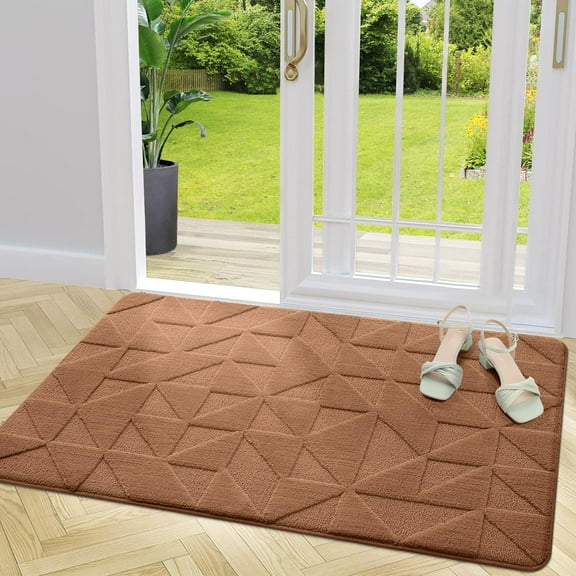 Buganda Indoor Doormats, Absorbent Trapper Dirt Door Mats, Non Slip Low Profile Inside Doormats for Entryway, 32x48, Brown