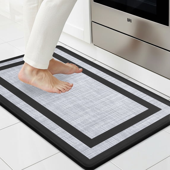 Buganda Kitchen Mats Anti Fatigue, Washable Rugs for Kitchen, Non Slip Kitchen Mats for Floor, 17.3"x29", Black