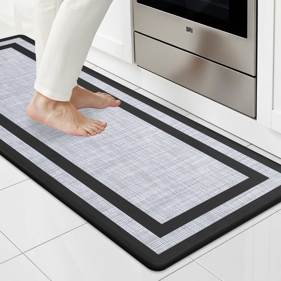 Buganda Kitchen Mats Anti Fatigue, Washable Rugs for Kitchen, Non Slip Kitchen Mats for Floor, 17.3"x48", Black