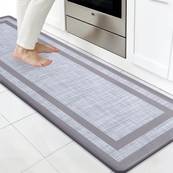 Buganda Kitchen Mats Anti Fatigue, Washable Rugs for Kitchen, Non Slip Kitchen Mats for Floor, 17.3"x59", Grey