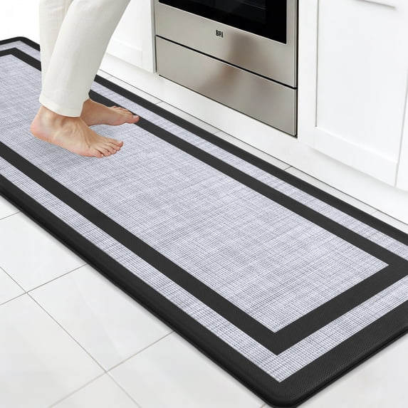 Buganda Kitchen Mats Anti Fatigue, Washable Rugs for Kitchen, Non Slip Kitchen Mats for Floor, 17.3"x59", Black