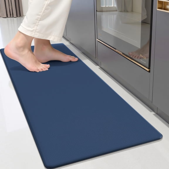 Buganda Kitchen Mats, Non Slip Waterproof Rugs in Front of Sink, Anti Fatigue Kitchen Mats for Floor, 17.3"x48", Blue
