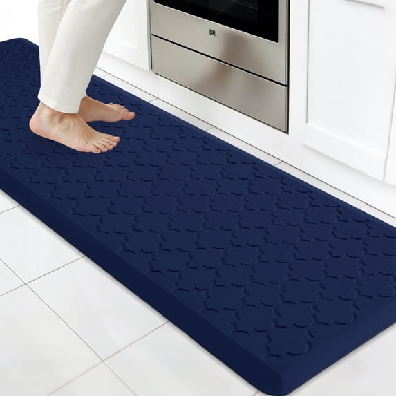 Buganda Kitchen Mats for Floor, Anti Fatigue Cushioned Kitchen Rugs, Non Slip Waterproof Floor Mats for in Front of Sink,17.3"x59", Navy Blue