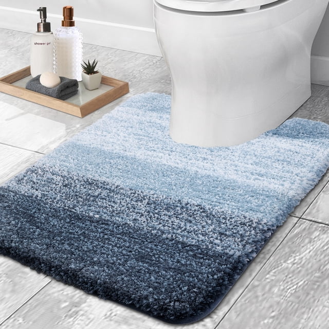 Buganda Luxury U-Shaped Bathroom Rugs, Super Soft and Absorbent Microfiber Toilet Bath Mats, Non-Slip Contour Bathroom Carpets with Rubber Backing, 20X24, Navy Blue