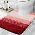 thumbnail image 1 of Buganda Luxury U-Shaped Bathroom Rugs, Super Soft and Absorbent Microfiber Toilet Bath Mats, Non-Slip Contour Bathroom Carpets with Rubber Backing, 20X24, Red, 1 of 7