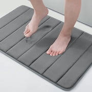 Buganda Memory Foam Bath Mats Soft Absorbent Bathroom Rugs 16" x 24", Grey
