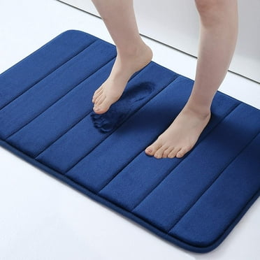 Buganda Memory Foam Bath Mats Soft Absorbent Bathroom Rugs 16" x 24", Navy Blue