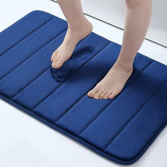 Buganda Memory Foam Bath Mats Soft Absorbent Bathroom Rugs 16" x 24", Navy Blue