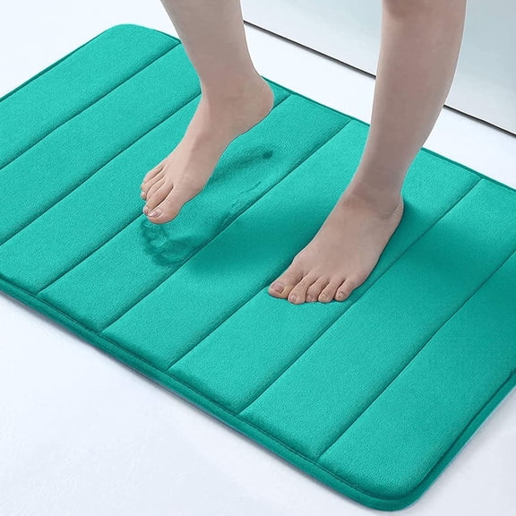 Buganda Memory Foam Bath Mats Soft Absorbent Bathroom Rugs 16" x 24", Peacock Green