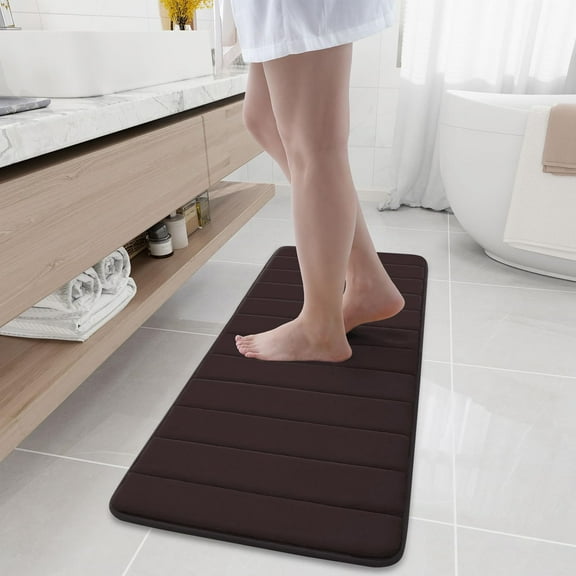 Buganda Memory Foam Bath Mats Soft Absorbent Bathroom Rugs 17" x 47", Coffee