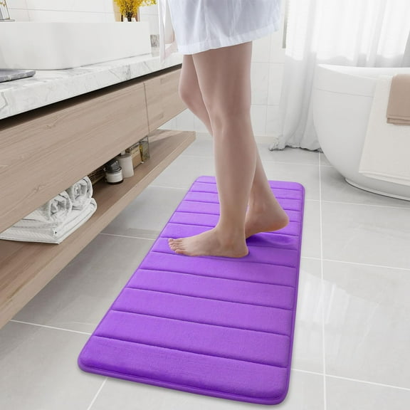 Buganda Memory Foam Bath Mats Soft Absorbent Bathroom Rugs 17" x 47", Purple