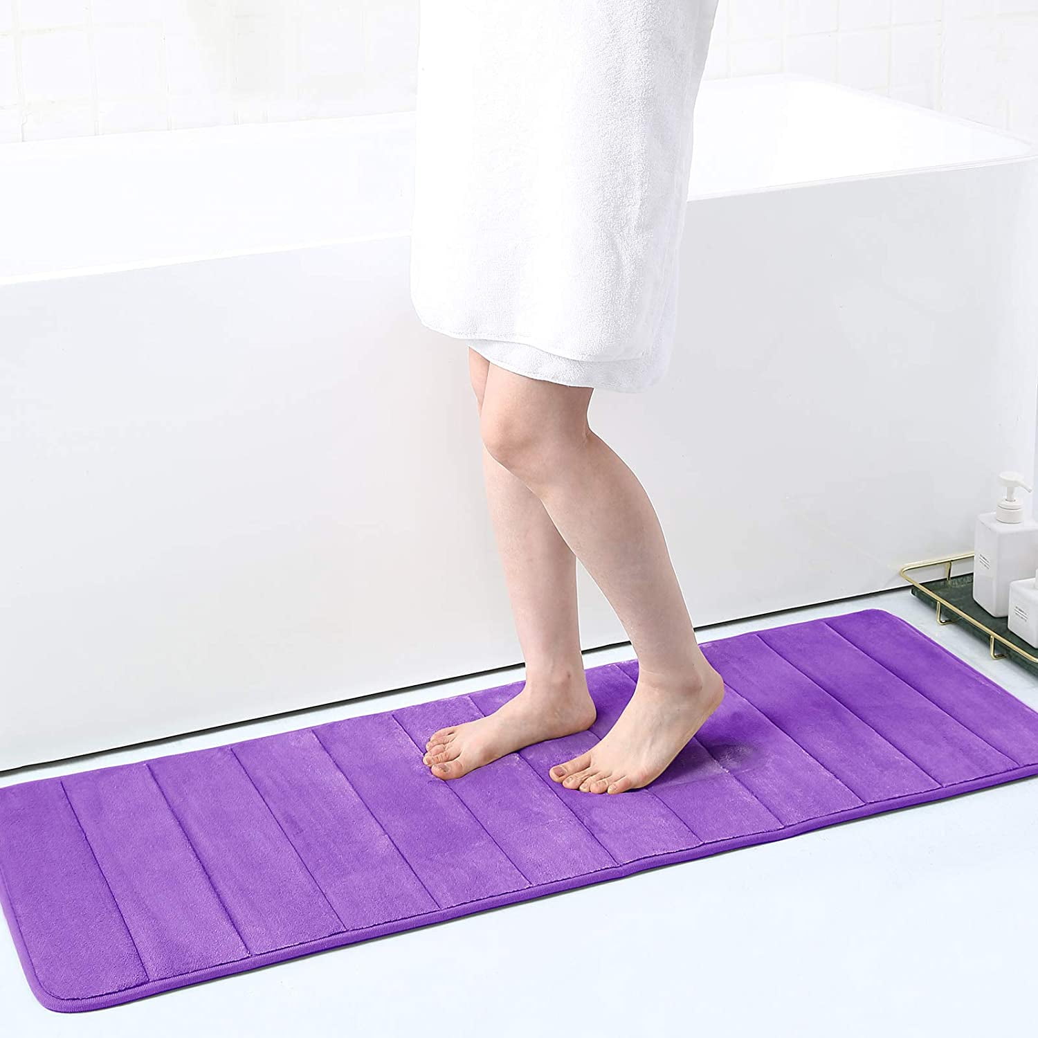 Buganda Purple Memory Foam Bath Mats, Soft Absorbent Bathroom Rugs, 17 ...