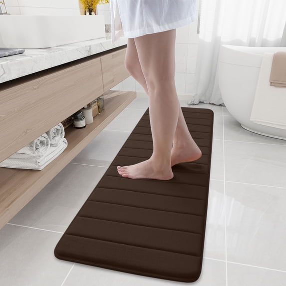 Buganda Memory Foam Bath Mats Soft Absorbent Bathroom Rugs 17" x 59", Coffee