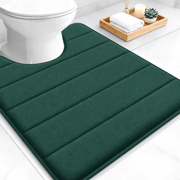 Buganda Memory Foam Bath Mats Soft Absorbent Bathroom Rugs 20" x 24", Dark Green