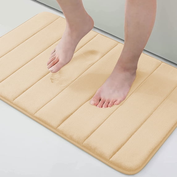 Buganda Memory Foam Bath Mats Soft Absorbent Bathroom Rugs 20" x 30", Beige