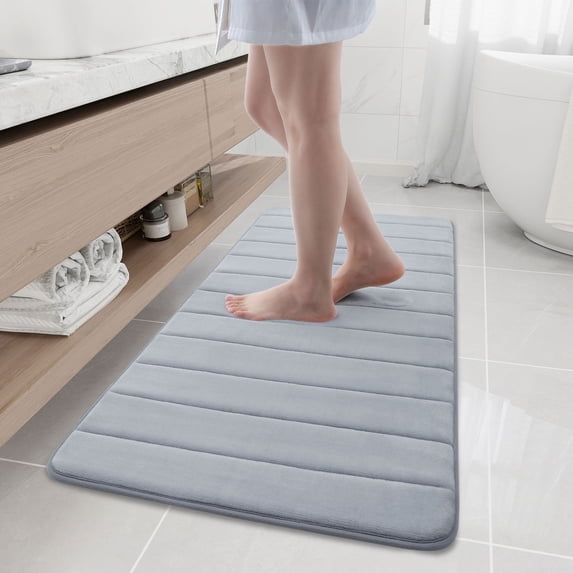 Buganda Memory Foam Bath Mats Soft Absorbent Bathroom Rugs 20" x 47", Grey