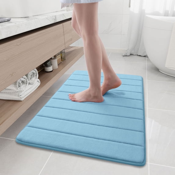 Buganda Memory Foam Bath Mats Soft Absorbent Bathroom Rugs 24" x 36", Blue