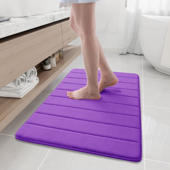 Buganda Memory Foam Bath Mats Soft Absorbent Bathroom Rugs 24" x 36", Purple