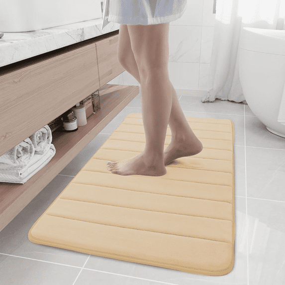 Buganda Memory Foam Bath Mats Soft Absorbent Bathroom Rugs 24" x 44", Beige