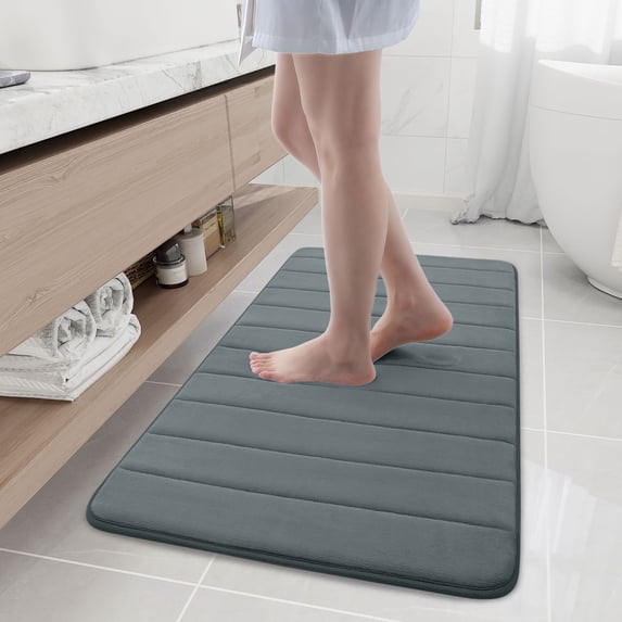 Buganda Memory Foam Bath Mats Soft Absorbent Bathroom Rugs 24" x 44", Dark Grey