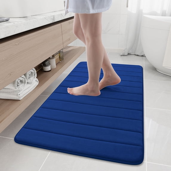 Buganda Memory Foam Bath Mats Soft Absorbent Bathroom Rugs 24" x 47", Navy Blue
