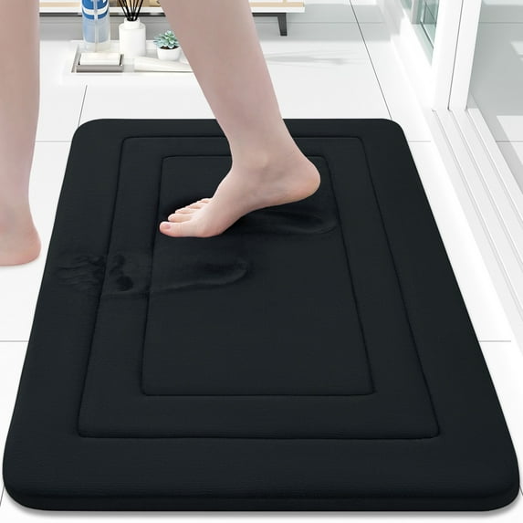 Buganda Memory Foam Bathroom Rug, Soft and Absorbent Bath Mat, Comfortable Bath Rug Carpet for Bathroom Floor Black 30x20