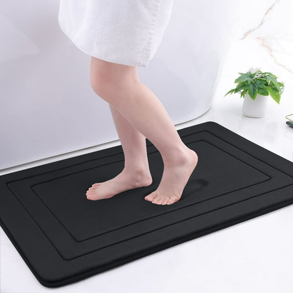 Buganda Memory Foam Bathroom Rug, Soft and Absorbent Bath Mat, Comfortable Bath Rug Carpet for Bathroom Floor Black 36x24