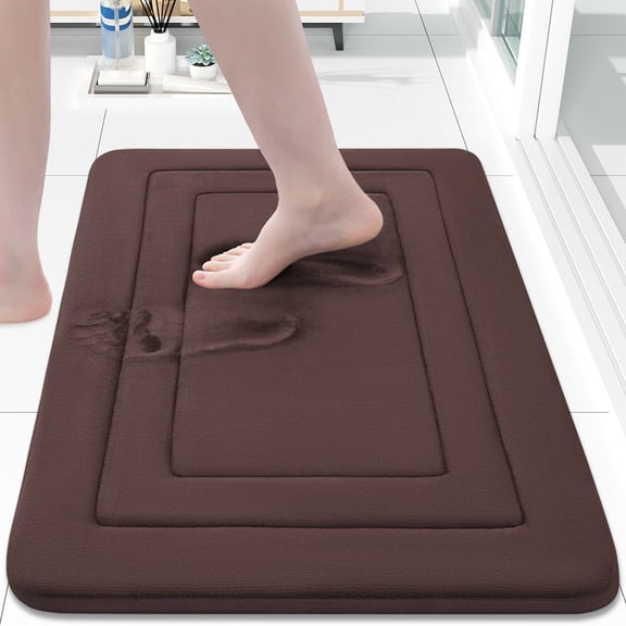 Buganda Memory Foam Bathroom Rug, Soft and Absorbent Bath Mat, Comfortable Bath Rug Carpet for Bathroom Floor Brown 30x20