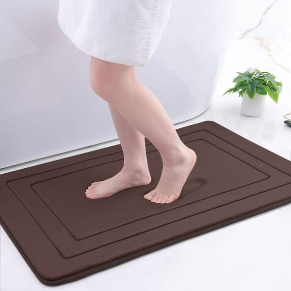 Buganda Memory Foam Bathroom Rug, Soft and Absorbent Bath Mat, Comfortable Bath Rug Carpet for Bathroom Floor Brown 36x24