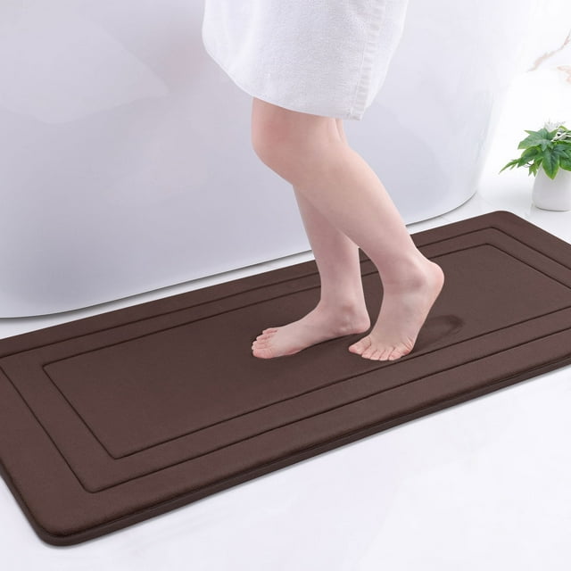 Buganda Memory Foam Bathroom Rug, Soft and Absorbent Bath Mat, Comfortable Bath Rug Carpet for Bathroom Floor Brown 47x17