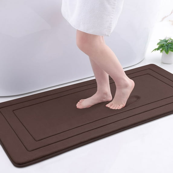 Buganda Memory Foam Bathroom Rug, Soft and Absorbent Bath Mat, Comfortable Bath Rug Carpet for Bathroom Floor Brown 47x20