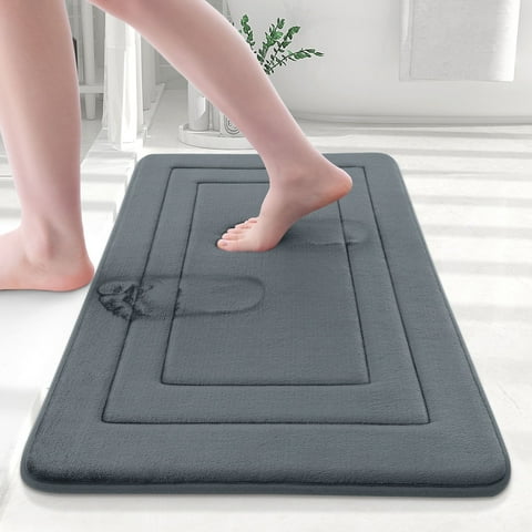 Buganda Memory Foam Bathroom Rug, Soft and Absorbent Bath Mat, Comfortable Bath Rug Carpet for Bathroom Floor Dark Grey 24x16