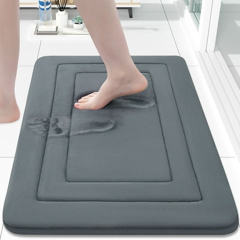 Buganda Memory Foam Bathroom Rug, Soft and Absorbent Bath Mat, Comfortable Bath Rug Carpet for Bathroom Floor Dark Grey 30x20