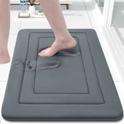 Buganda Memory Foam Bathroom Rug, Soft and Absorbent Bath Mat, Comfortable Bath Rug Carpet for Bathroom Floor Dark Grey 30x20