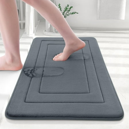 Buganda Memory Foam Bathroom Rug, Soft and Absorbent Bath Mat, Comfortable Bath Rug Carpet for Bathroom Floor Dark Grey 30x20