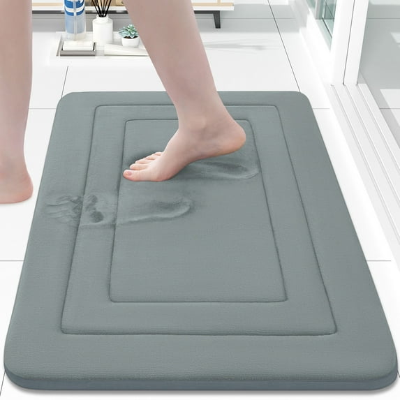 Buganda Memory Foam Bathroom Rug, Soft and Absorbent Bath Mat, Comfortable Bath Rug Carpet for Bathroom Floor Grey 30x20