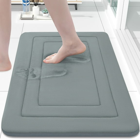Buganda Memory Foam Bathroom Rug, Soft and Absorbent Bath Mat, Comfortable Bath Rug Carpet for Bathroom Floor Grey 30x20