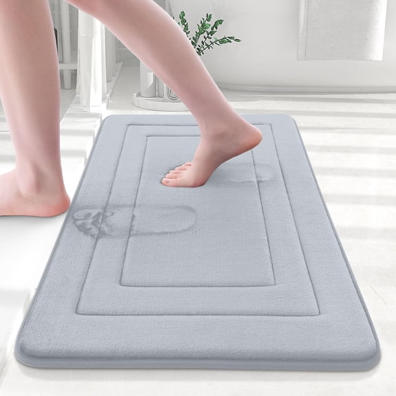 Buganda Memory Foam Bathroom Rug, Soft and Absorbent Bath Mat, Comfortable Bath Rug Carpet for Bathroom Floor Grey 30x20