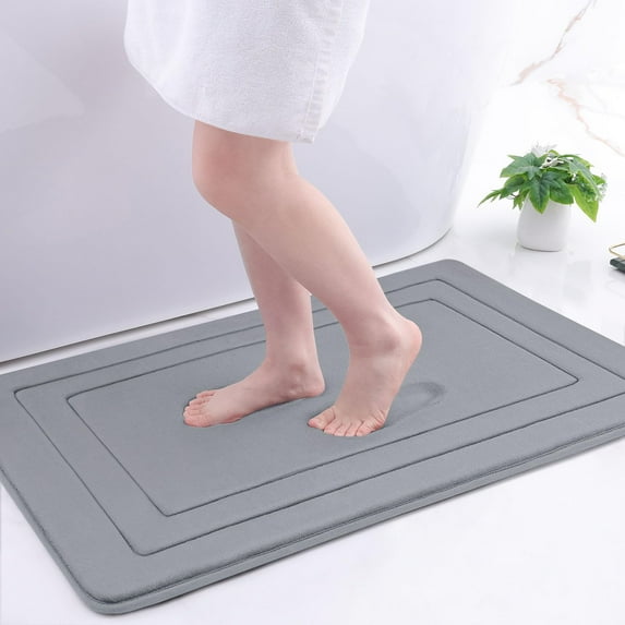 Buganda Memory Foam Bathroom Rug, Soft and Absorbent Bath Mat, Comfortable Bath Rug Carpet for Bathroom Floor Grey 36x24