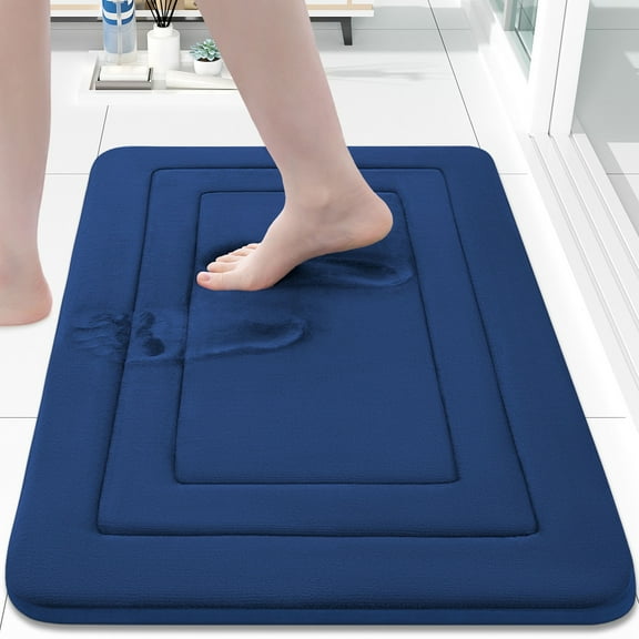Buganda Memory Foam Bathroom Rug, Soft and Absorbent Bath Mat, Comfortable Bath Rug Carpet for Bathroom Floor Navy 30x20