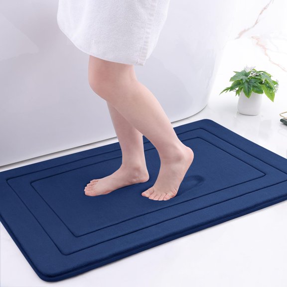 Buganda Memory Foam Bathroom Rug, Soft and Absorbent Bath Mat, Comfortable Bath Rug Carpet for Bathroom Floor Navy 36x24
