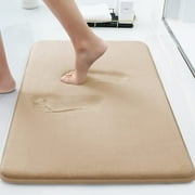 Buganda Memory Foam Bathroom Rugs, Absorbent Non-Slip Bath Mat for Bathroom, Soft Washable Bath Rug, 16" 24", Beige